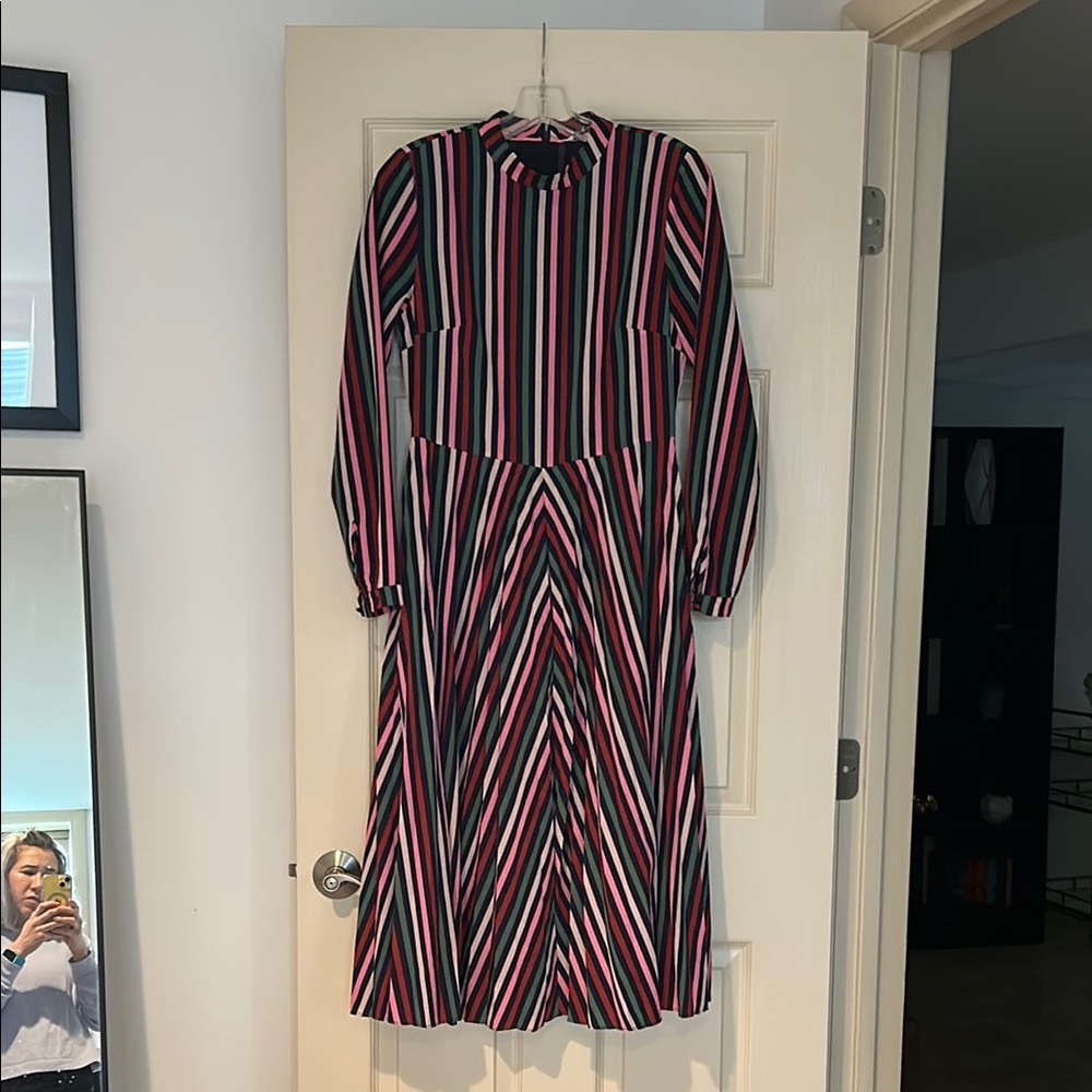 Boden Multicolor Striped Long Sleeve Dress
